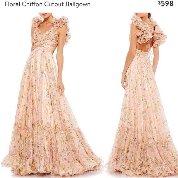 Mac duggal floral chiffon cut out ball gown Clearance